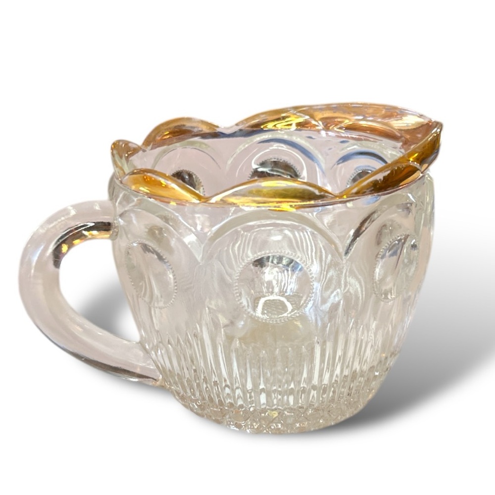VTG Scalloped Gold Rimmed Pressed Glass Creamer by Bartlett Collins - Picture 2 of 11